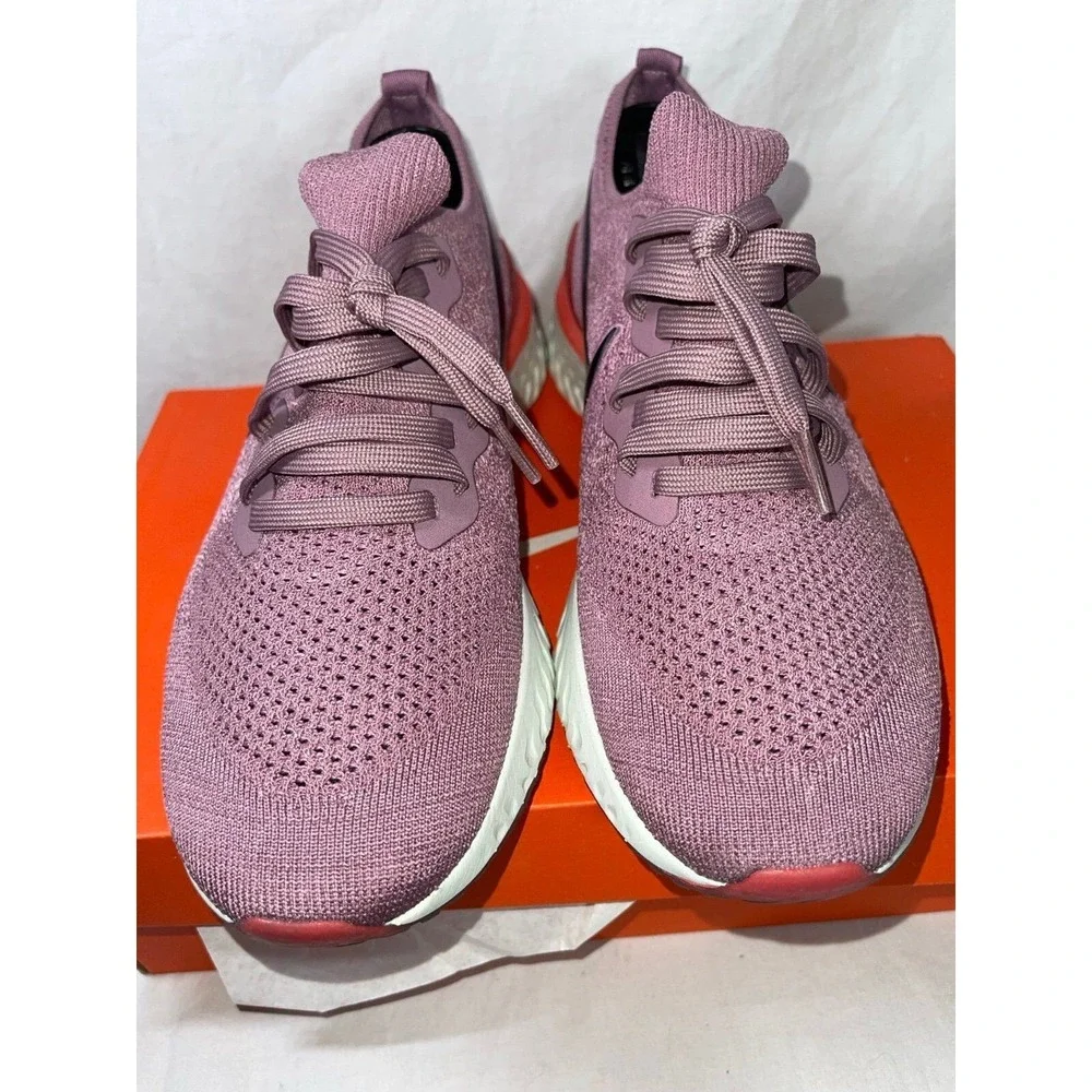 Nike Women's Epic React Flyknit 2 Plum Dust/Coral-Ember Glow Shoes,‎ 10